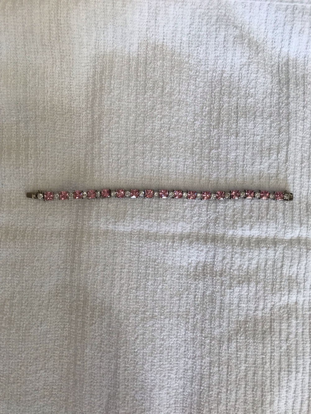 Silver Pink ICE Crystal Tennis Bracelet - Women's Accessory